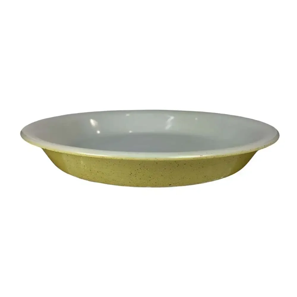 Vintage Pyrex 8.5 Inch Desert Dawn Yellow Speckled Pie Plate Ovenware #209 USA - Picture 3 of 8